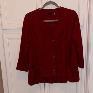 Red linen 3/4 sleeve Blazer by nda